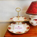 Original Royal Albert Old Country Roses Double Tier with Handle, Cake Stand, Made in England