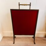 Victorian Brass Fireplace Screen with Beveled Mirror and Hand Painted Floral Motif - Image 9