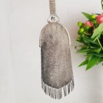 Silver Mesh Flapper Purse – 1920s Art Deco Wristlet with Finger Ring - Image 6