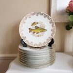 Limoges Fish Plates Set of 12 – French Porcelain Dinnerware with Hand-Painted Detail - Image 2