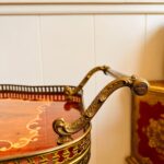Chic Hollywood Regency Vintage Bar Cart with Italian Marquetry Inlay and Uniq Design - Image 4