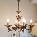 Marble and Brass Chandelier – Romantic 6-Arm Lighting, French Revival Style