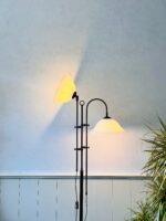 Mid Century Floor Lamp with Dual Milk Glass Shades – 70s Standing Lighting Fixture - Image 3