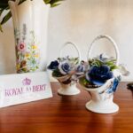 Royal Albert Moonlight Rose Porcelain Basket Of Flowers Made in England Rare Find - Image 4