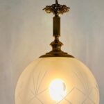 Art Nouveau Frosted Glass Lamps Mid-Century Globe Set Sculptural Table Lighting - Image 6