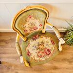 Antique Queen Anne style armchair tapestry with roses - Image 2