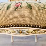 French Louis XV Style Armchair – Gold Gilt Details, Tapestry Upholstery, Circa 1920 - Image 6