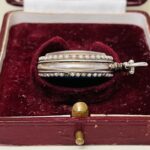 Victorian Ladies Pocket Watch – Blue Enamel, Gold Stars, Silver Case with Pearls - Image 9