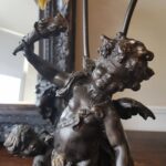 French Cherub Table Lamp – Ornate Gold Statue Lamp with Angels, Vintage Baroque Desk Light - Image 8