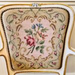French Louis XV Style Armchair – Gold Gilt Details, Tapestry Upholstery, Circa 1920 - Image 4