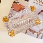 Crystal Cut Glass Ashtray with Gold Rim – Mid Century Barware Accent