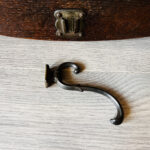 Old Dutch wall hanger, coat rack with beveled mirror - Image 6