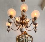Vintage Chandelier, home decor, big chandelier, with 10 Lights, Made of Porcelain with Frosted Glass Globes - Image 4