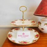 Original Royal Albert Old Country Roses Double Tier with Handle, Cake Stand, Made in England - Image 4