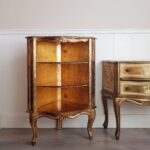 Gold Leaf Corner Cabinet – 1960s Italian Style with Shelves, Hollywood Regency Accent - Image 10