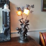 French Cherub Table Lamp – Ornate Gold Statue Lamp with Angels, Vintage Baroque Desk Light - Image 4