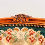 French Tapestry Armchair with Roses – Carved Wood Frame, Shabby Cottage Accent - Image 3