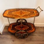 Italian Brass Bar Cart – 1960s Hollywood Regency Trolley with Glass Shelves - Image 2