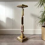 Brass and Marble Floor Ashtray – Mid Century Standing Cigarette Holder, Hollywood Regency Style - Image 2