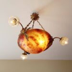 French Brass Chandelier with Satin Vianne Shades – 6-Light Ruffled Glass Light Fixture - Image 2