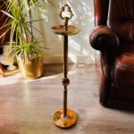 Vintage Standing Ashtray, Brass and Marble Floor Cigarette Stand, Mid Century Hollywood Regency Style - Image 2