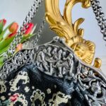 Black Silver Purse, handmade petit-point model with antique silver hallmarks - Image 7