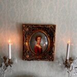 Framed Portrait of Woman with Roses – Gilded Wood Vintage Wall Art - Image 5