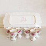 Queen Anne Bone China Egg Cups with Underplate – English Floral Breakfast Set - Image 9