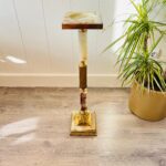 Brass and Marble Floor Ashtray – Mid Century Standing Cigarette Holder, Hollywood Regency Style
