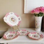Vintage dessert Royal Albert Lady Carlyle set, Bone China Porcelain, Kitchen Decor, 1st quality porcelain, made in England.