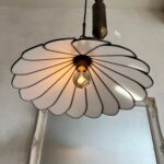 70s Pull Down Pendant Light – Art Deco Style with Pleated Plexiglass Shade - Image 2