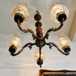 Farmhouse Brass Chandelier with 5 Arms – Rustic Hanging Ceiling Light - Image 7