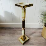 Brass and Marble Floor Ashtray – Mid Century Standing Cigarette Holder, Hollywood Regency Style - Image 3