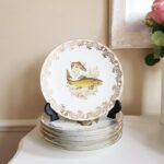 Limoges Fish Plates Set of 12 – French Porcelain Dinnerware with Hand-Painted Detail - Image 4