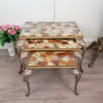 Italian Nesting Tables – Set of 3, Hollywood Regency Style, Gilt Frame with Glass Tops