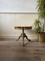 Hollywood Regency Marble Side Table – Round Onyx Look Accent Table - Image 2