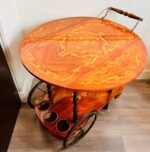 Gold Folding Bar Cart – Hollywood Regency Trolley, Mid-Century Drinks Cart on Wheels - Image 4