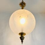 Art Nouveau Frosted Glass Lamps Mid-Century Globe Set Sculptural Table Lighting - Image 5