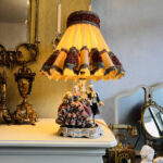 Vintage Dresden porcelain bedside table lamp, home decor Germany