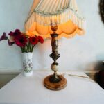 Tall Italian Marble Table Lamp with Fringed Shade – Hollywood Regency Style - Image 5