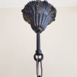 Vintage Pair of Pendant Opaline White Glass Light Lamps Art Deco Ceiling Lamps - Image 9