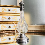 Silver Crystal Perfume Bottle – Vintage Mini Vanity Decor, Faceted Cut Glass - Image 2