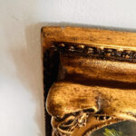 Vintage Hand-Painted Still Life: Convex Wood Wall Art in Ornate Gold Frame - Image 5