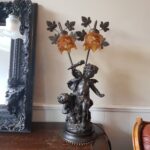 French Cherub Table Lamp – Ornate Gold Statue Lamp with Angels, Vintage Baroque Desk Light - Image 7