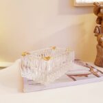 Crystal Cut Glass Ashtray with Gold Rim – Mid Century Barware Accent - Image 3