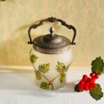 Art Nouveau Porcelain Cookie Jar – Antique Biscuit Canister with Floral Relief - Image 2