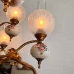 Vintage Chandelier, home decor, big chandelier, with 10 Lights, Made of Porcelain with Frosted Glass Globes - Image 5