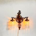 French Putti Wall Sconce – Dual Arm Light with Crystal Shades, Rococo Style Accent - Image 2