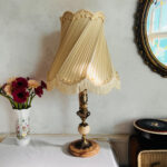 Tall Italian Marble Table Lamp with Fringed Shade – Hollywood Regency Style - Image 4