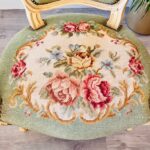 Antique Queen Anne style armchair tapestry with roses - Image 4